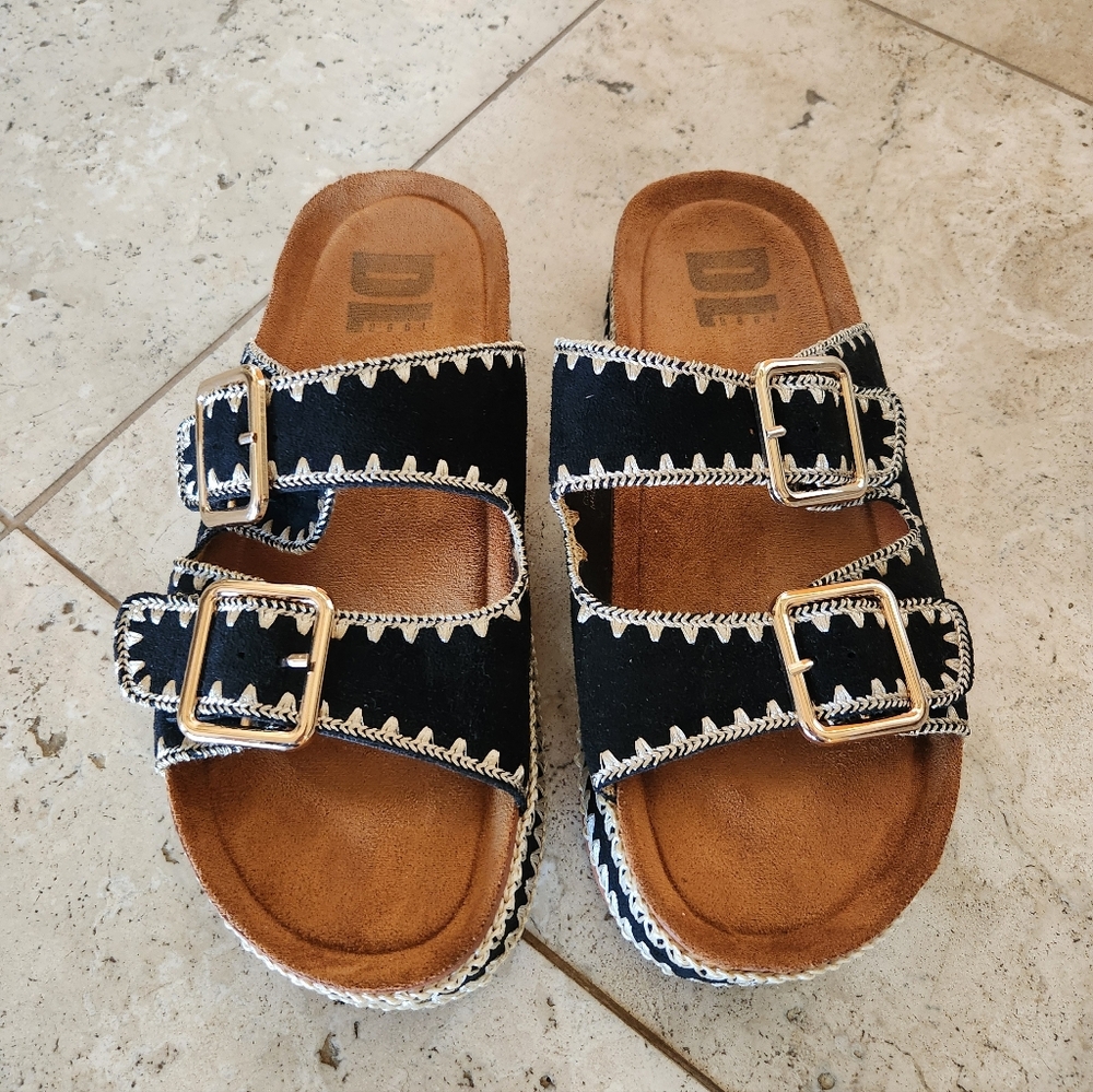 DL 1990 Women's Cubana Platform Sandals, Black, Size 7.5 (38) - Picture 5 of 8